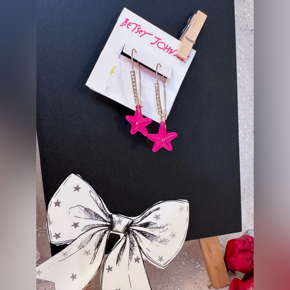 Betsey Johnson Hot Pink Starfish Earrings